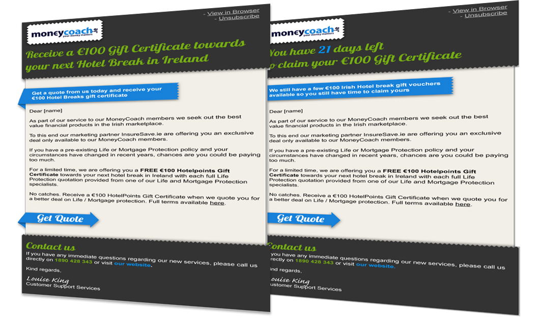 Moneycoach Email Creative Examples