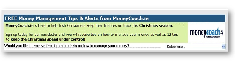 Moneycoach Email lead generation example
